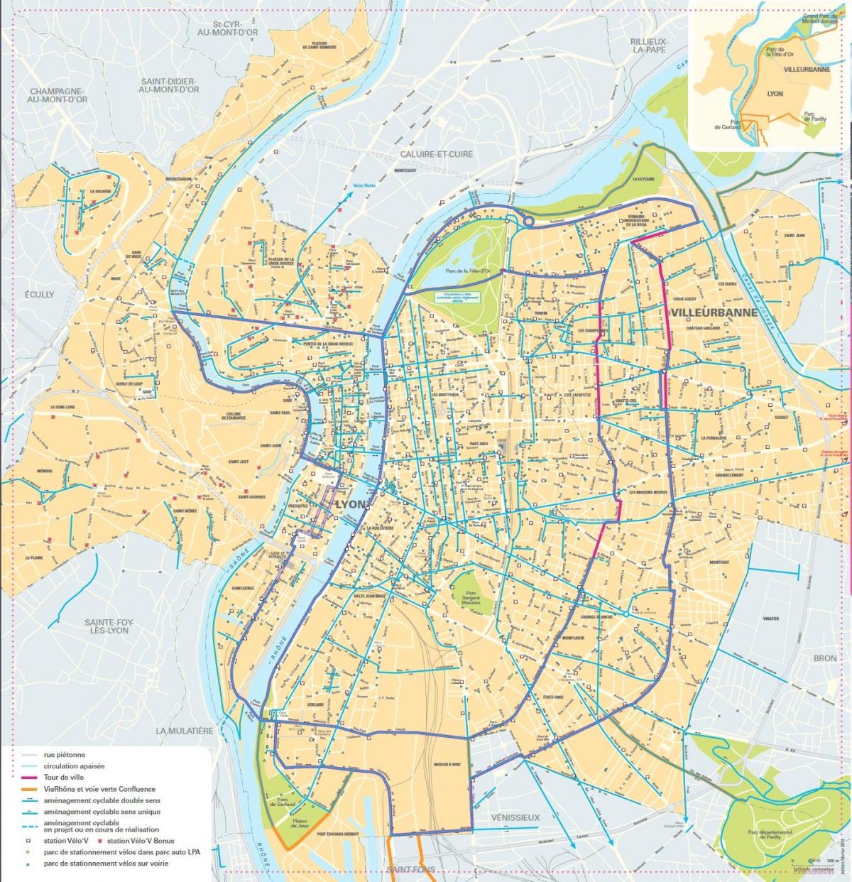 karta över Lyon cykel