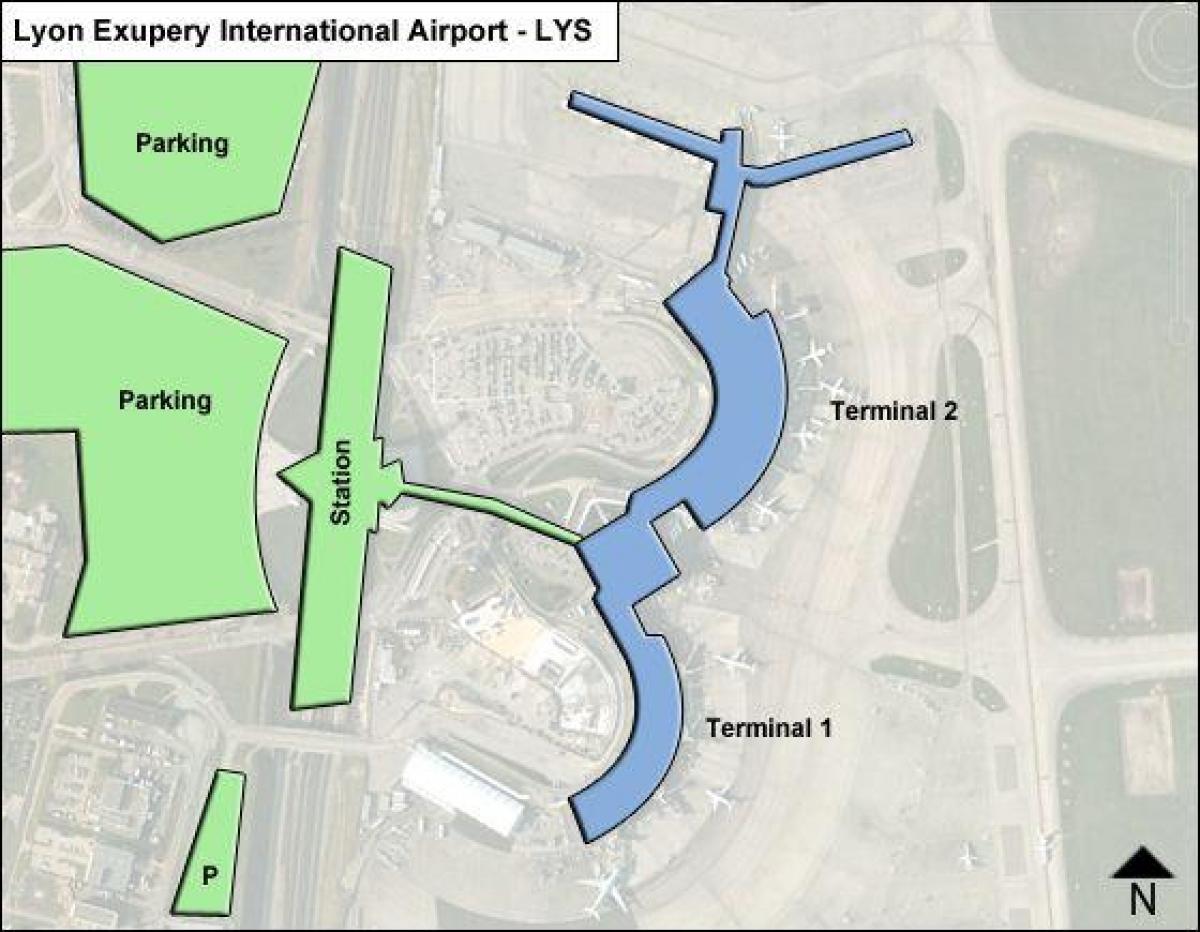 Karta över Lyon flygplats terminal