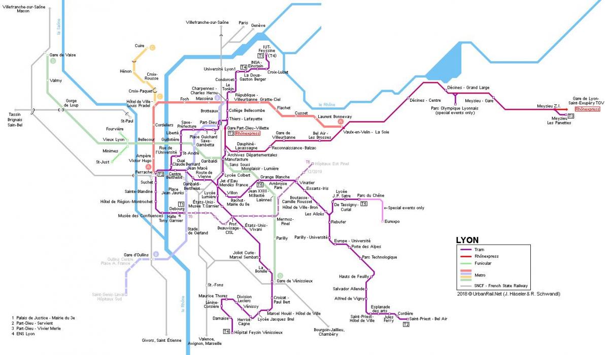 Lyon järnväg karta