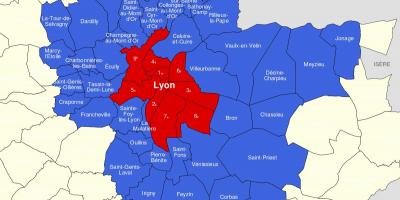 Karta över Lyon område