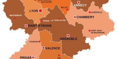 Lyon-regionen i frankrike karta
