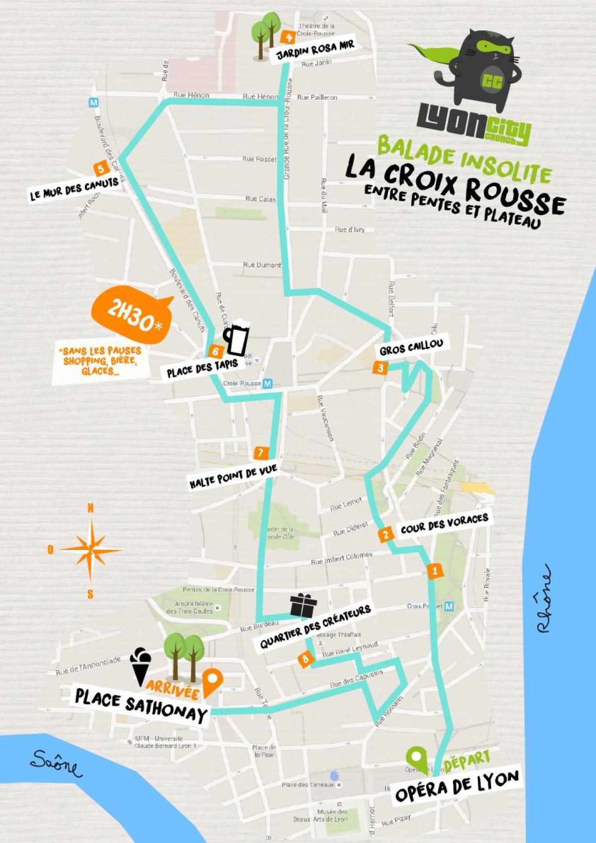 karta över croix rousse i Lyon 