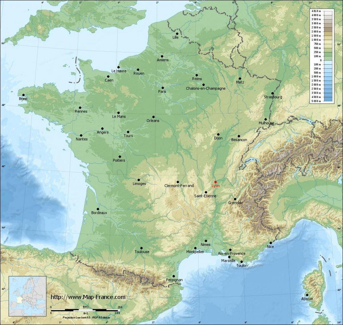 karta över Lyon geografiska