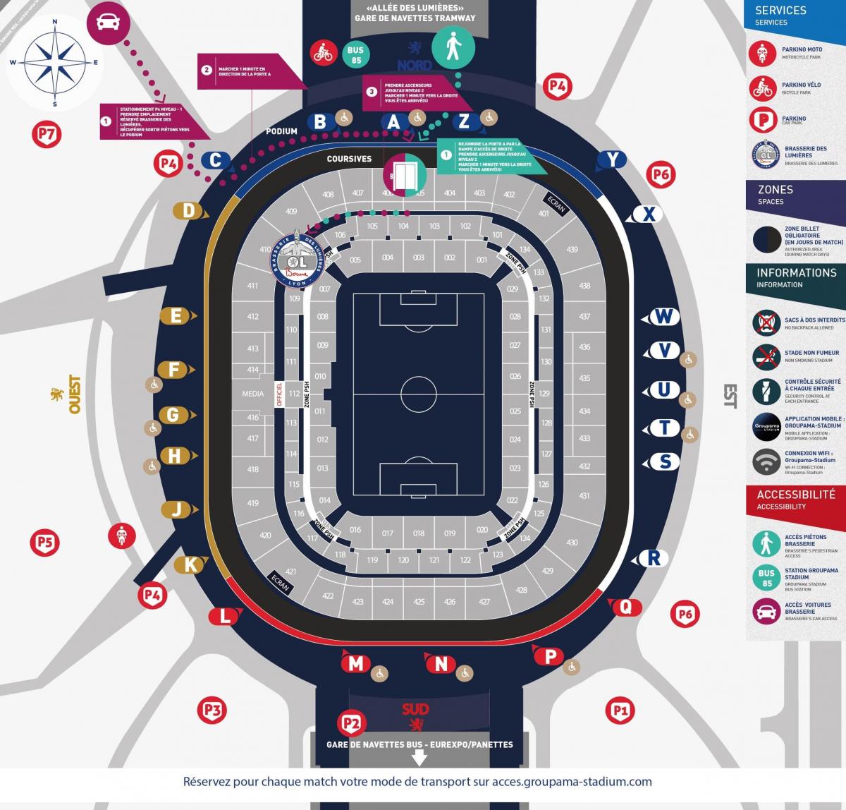 karta över Lyon stadium