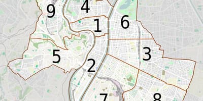 Karta över Lyon arrondissementen